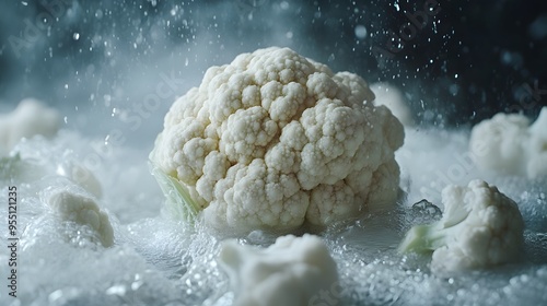 Fresh Cauliflower Floats in Bubbly Water photo