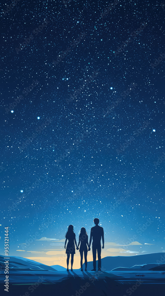 A Family United Under a Blanket of Stars, Gazing Up at the Cosmic Wonders. A Family United Under a Blanket of Stars, Gazing Up at the Cosmic Wonders.