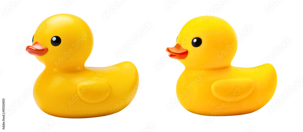 Set of yellow rubber duck toy isolated on a transparent background Set of yellow rubber duck toy isolated on a transparent background