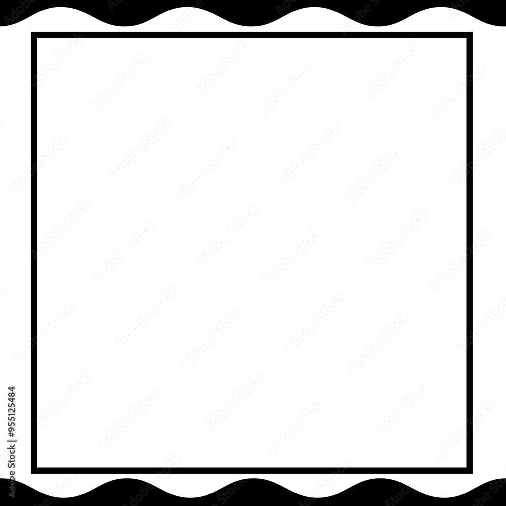 blue line square frame wave top edge and wave bottom bar blue line square frame wave top edge and wave bottom bar