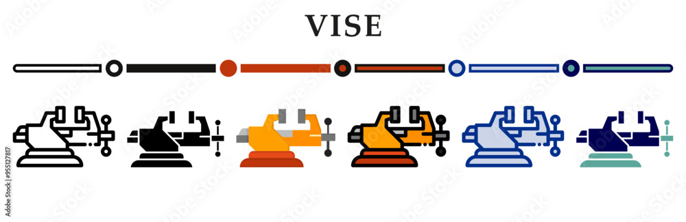 Vise icons set. 6 Various styles. For sign, symbol, element, present Vise icons set. 6 Various styles. For sign, symbol, element, present