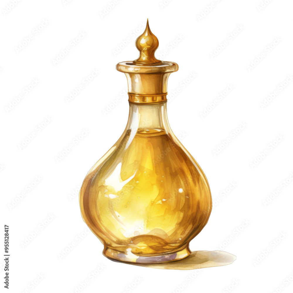 A Golden Bottle Filled with Liquid A Golden Bottle Filled with Liquid