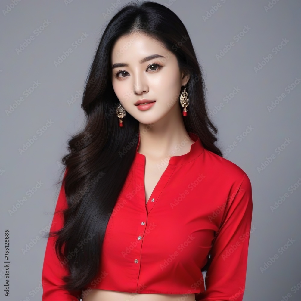 Attractive Girl with Long Hair and Bright Eyes Attractive Girl with Long Hair and Bright Eyes