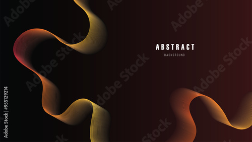 Dynamic Abstract Gradient Gold and Red Wave Lines Background.