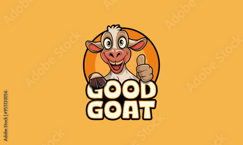 A cheerful goat giving a thumbs-up with a big smile.