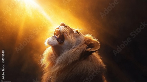 Jesus is called The lion of the tribe of Judah symbolizing His power and victory over death and sin. photo