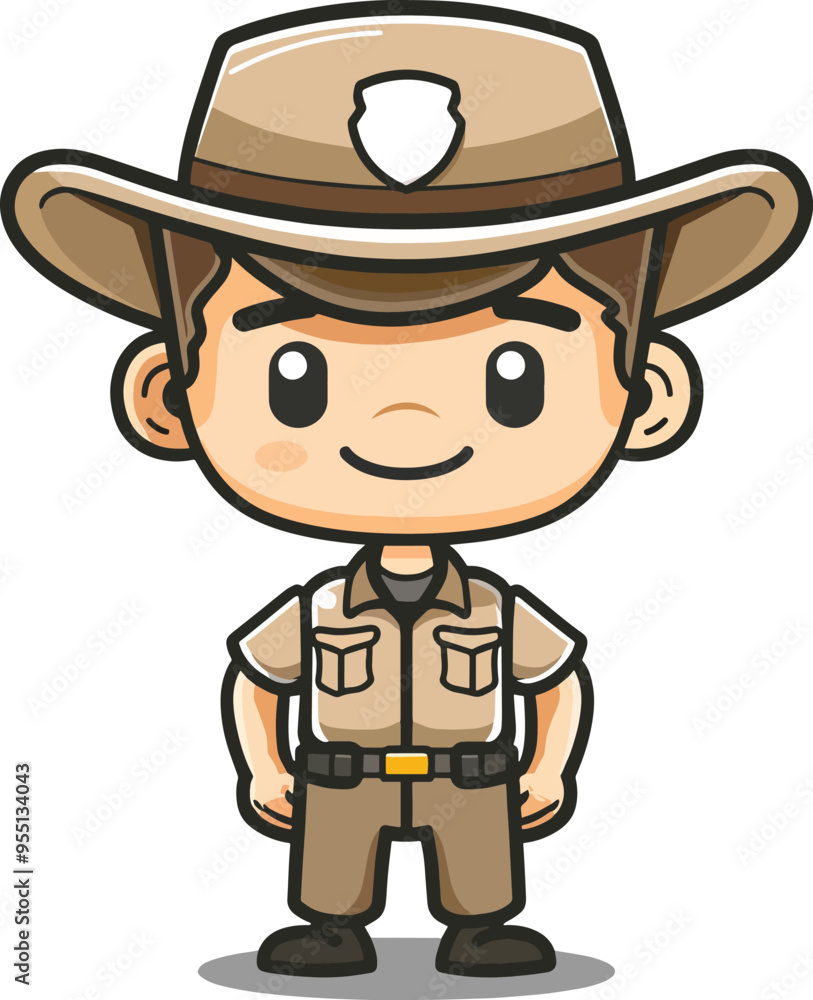 Cute Park Ranger Cartoon Character Illustration Smiling Friendly National Park Wildlife Forest Conservation Mascot Logo Design Background Cute Park Ranger Cartoon Character Illustration Smiling Friendly National Park Wildlife Forest Conservation Mascot Logo Design Background