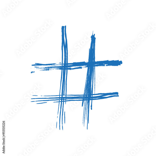 Hashtag grunge symbol - hand drawn isolated vector hash sign. Hashtag character, useful design element for social media trending tag.