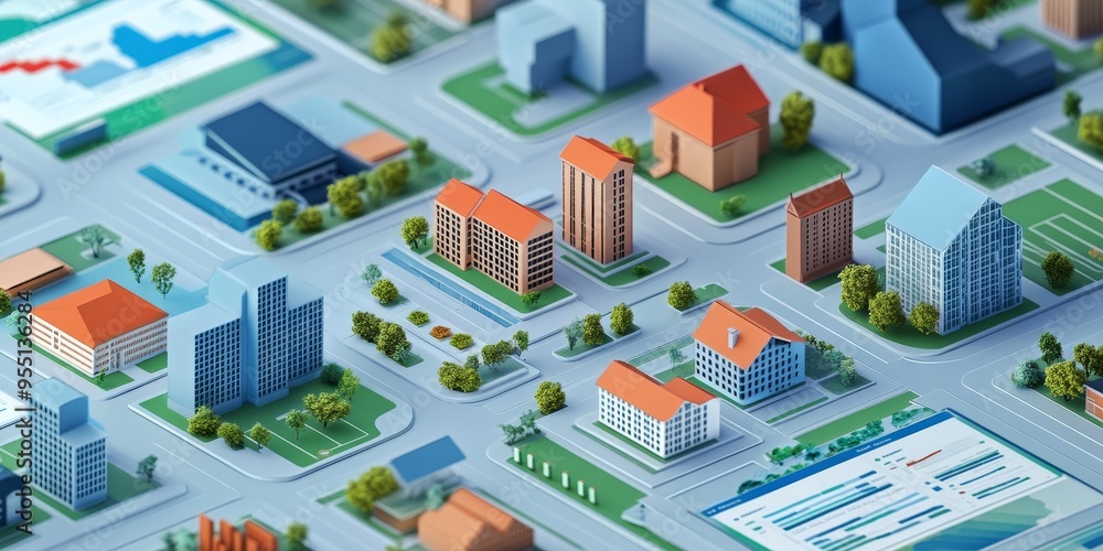 Naklejka premium Real estate investment dashboard with interactive maps and financial projections professional and detailed visualization