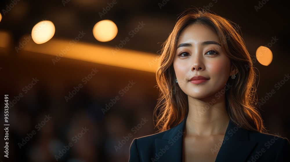 Fototapeta premium Confident woman speaking at business conference