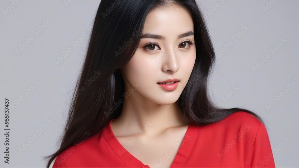 Attractive Girl with Long Hair and Bright Eyes Attractive Girl with Long Hair and Bright Eyes