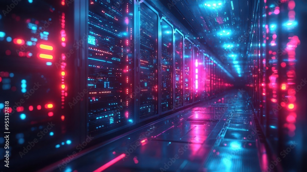 digital fortress futuristic data center with holographic security interfaces glowing server racks pulsing with information clean hightech aesthetic digital fortress futuristic data center with holographic security interfaces glowing server racks pulsing with information clean hightech aesthetic