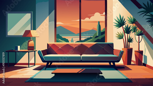 A pullout couch picture vector art illustration