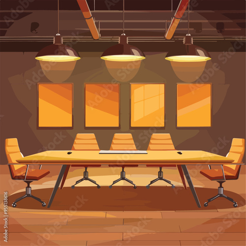 Empty meeting room interior design furniture workplace office corporate business professional contemporary decoration modern architecture comfortable style desk chair table space boardroom background