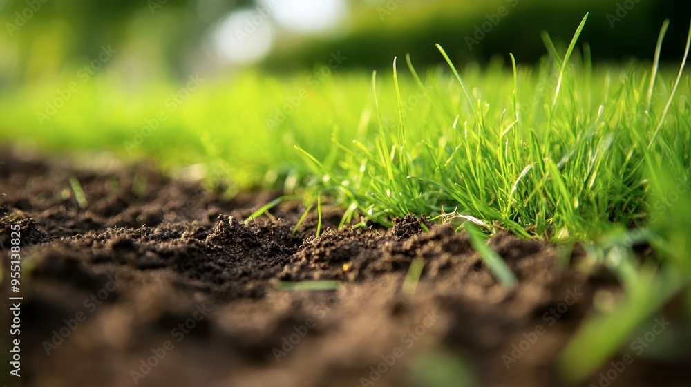 A close-up of freshly cut grass clippings on a lawn, with the green, healthy grass contrasting against the dirt and soil. A close-up of freshly cut grass clippings on a lawn, with the green, healthy grass contrasting against the dirt and soil.