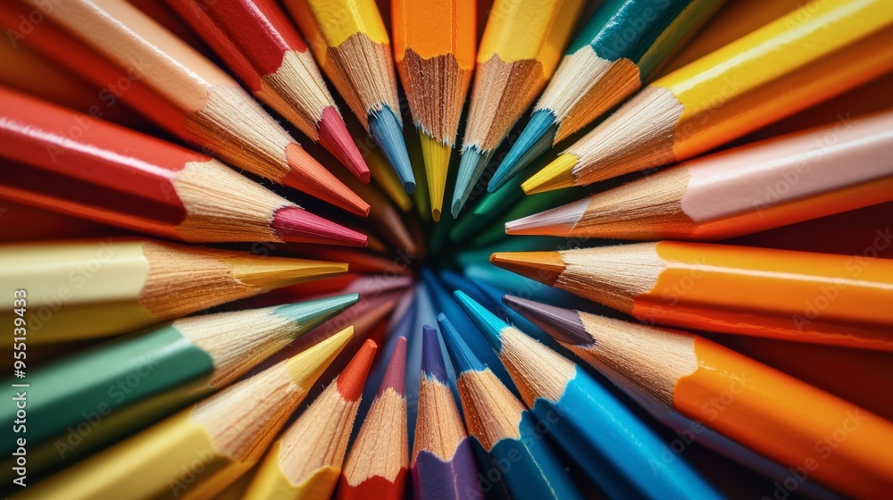 A colorful collection of pencils arranged in a spiral pattern, with each pencil pointing towards the center, creating a visually striking image. A colorful collection of pencils arranged in a spiral pattern, with each pencil pointing towards the center, creating a visually striking image.