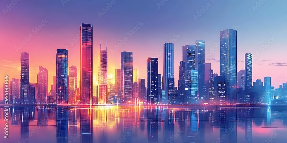 Modern skyscrapers of a smart city, futuristic financial district, graphic perspective of buildings, city, building, skyline, architecture, skyscraper, sky, view, tower, skyscrapers, futuristic, graph Modern skyscrapers of a smart city, futuristic financial district, graphic perspective of buildings, city, building, skyline, architecture, skyscraper, sky, view, tower, skyscrapers, futuristic, graph