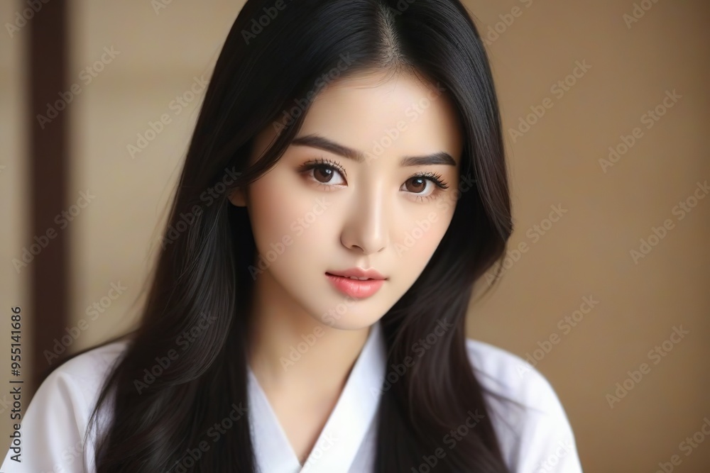 Attractive Girl with Long Hair and Bright Eyes Attractive Girl with Long Hair and Bright Eyes