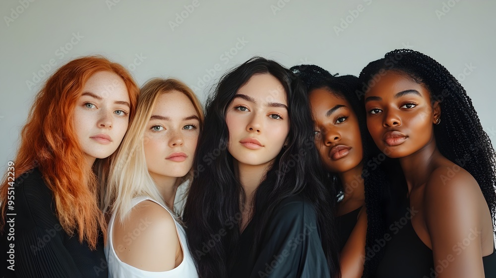 Obraz premium Diverse Women Posing Together in Studio for Body Positivity and Self Acceptance