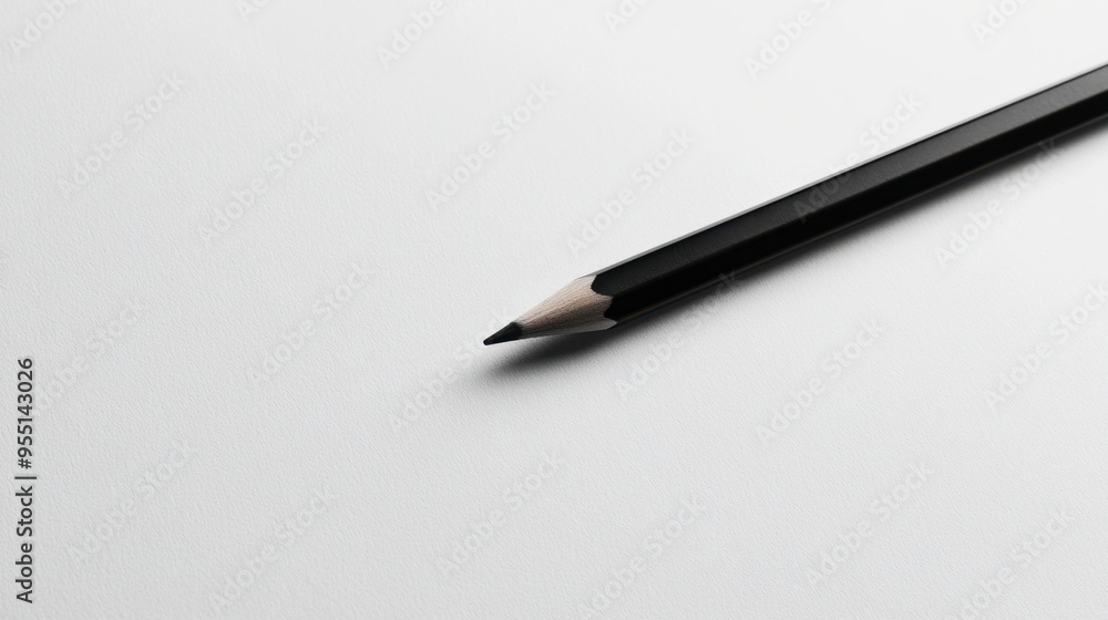 A minimalist shot of a single pencil lying diagonally across a blank, white sheet of paper, symbolizing simplicity and potential. A minimalist shot of a single pencil lying diagonally across a blank, white sheet of paper, symbolizing simplicity and potential.