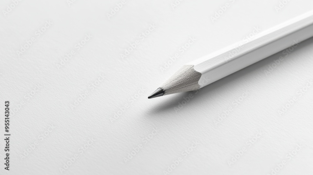 A minimalist shot of a single pencil lying diagonally across a blank, white sheet of paper, symbolizing simplicity and potential. A minimalist shot of a single pencil lying diagonally across a blank, white sheet of paper, symbolizing simplicity and potential.