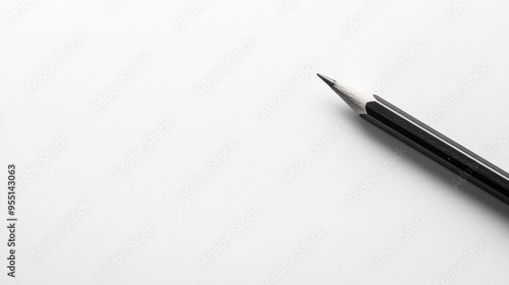A minimalist shot of a single pencil lying diagonally across a blank, white sheet of paper, symbolizing simplicity and potential. A minimalist shot of a single pencil lying diagonally across a blank, white sheet of paper, symbolizing simplicity and potential.
