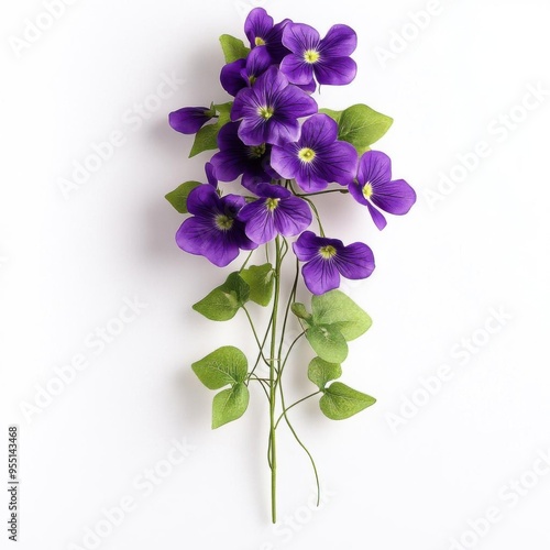 Detailed realistic HD of  thunbergia sky vine in full bloom photo