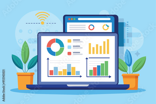 Visual representation of choosing the ideal accounting software for businesses, focusing on online data analysis capabilities.