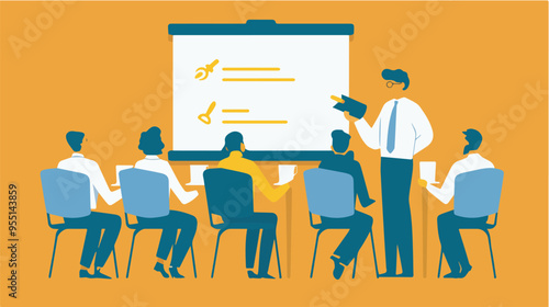 Business Meeting Teamwork Collaboration Office Corporate Training Concept IllustrationBackground