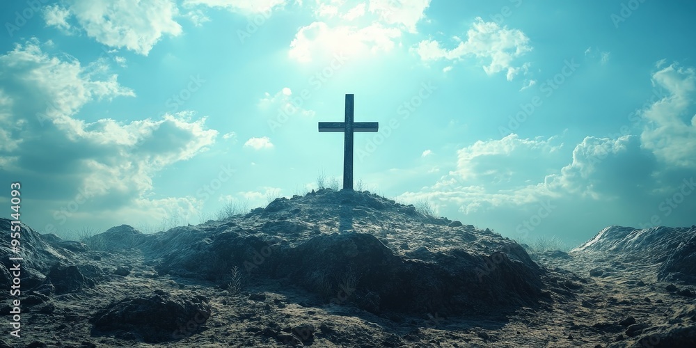 Serene Sunrise Over Mountain Cross Serene Sunrise Over Mountain Cross