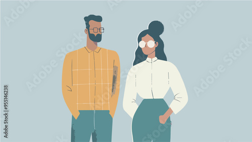 Confident Business Team Professionals Office WorkersIllustration Teamwork Career Businesswoman Businessman Modern Minimalist Diverse Group People Casual Clothing Startup Company Coworkers Colleagues