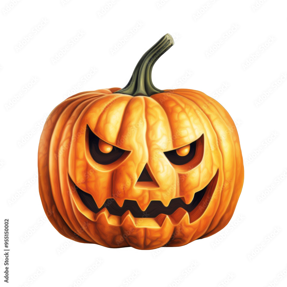 Carved Jack-O'-Lantern with Wicked Grin and Glowing Eyes Carved Jack-O'-Lantern with Wicked Grin and Glowing Eyes
