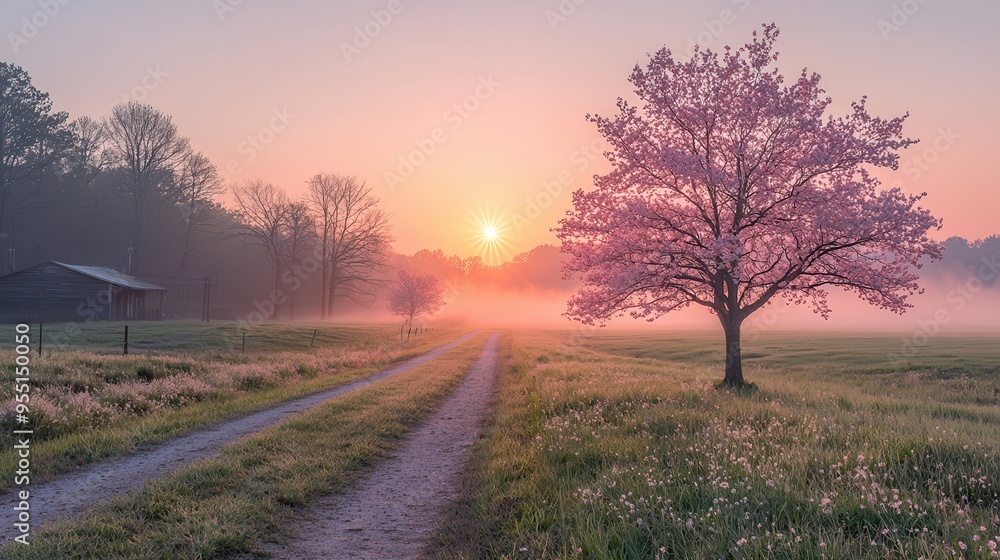 Serene Pastel Sunrise: Spring's Gentle Awakening Serene Pastel Sunrise: Spring's Gentle Awakening