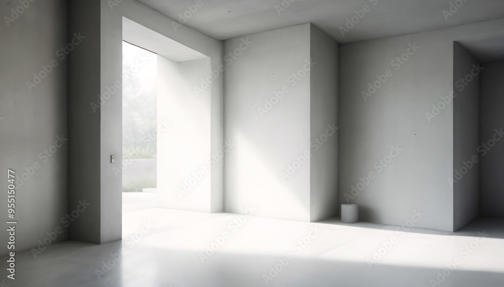 Fototapeta premium Cement blank interior illuminated by sunlight