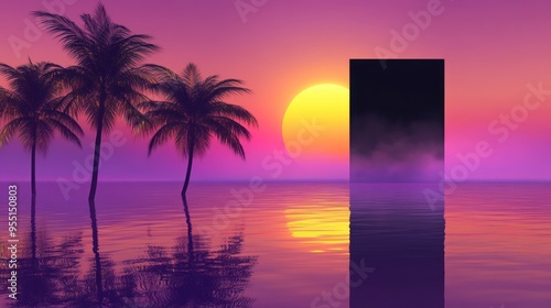 Sunset Monolith on Ocean