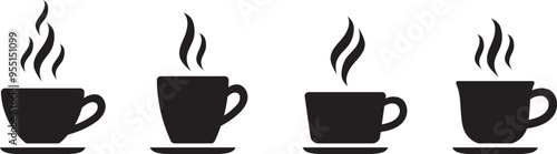 set of coffee cup. Cups of coffee collection silhouette flat style