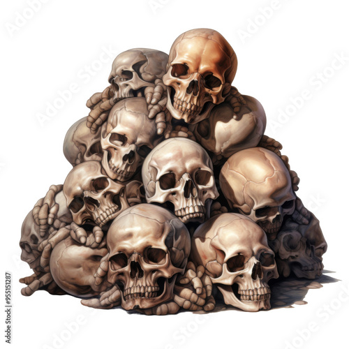 A Pile of Skulls With Fingers Intertwined