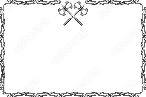 Rectangular Frame - Celtic Curved Lines Border - Crossed Double Axes