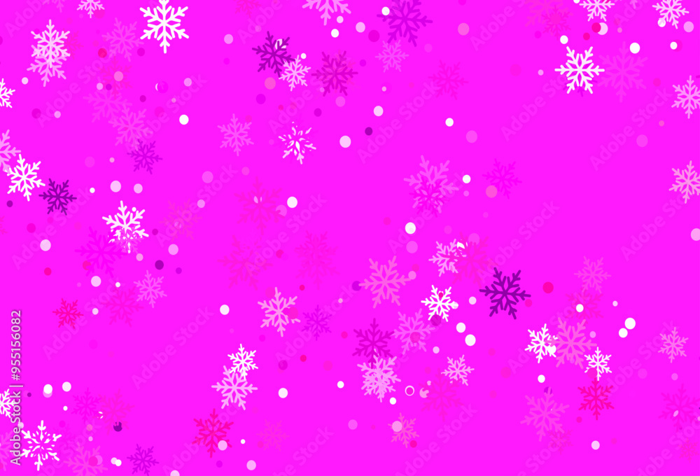 Light Pink vector template with ice snowflakes. Light Pink vector template with ice snowflakes.
