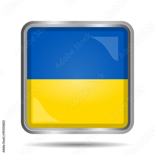 Ukraine Flag 3D Glossy Vector Illustration, Rectangular or Square Shape, Scalable EPS File. Square Ukraine flag button with elegant silver frame, premium and shiny. Free Download Ukraine Flag 3D Glossy Vector Illustration, Rectangular or Square Shape, Scalable EPS File. Square Ukraine flag button with elegant silver frame, premium and shiny. - GFXLoad