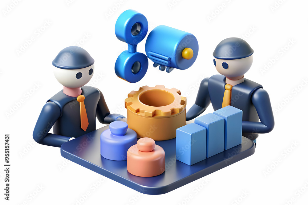 3D AI Powered Marketing Campaign Planning Concept: Creative Marketing Team Collaborating on AI-Driven Strategy for Maximum Impact within Budget - Isolated White Background 3D AI Powered Marketing Campaign Planning Concept: Creative Marketing Team Collaborating on AI-Driven Strategy for Maximum Impact within Budget - Isolated White Background