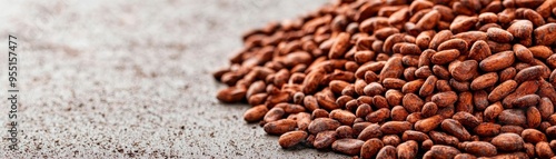 Wallpaper Mural roasted cocoa bean pile in a processing facility, highlighting the rich texture and color of quality ingredients Torontodigital.ca