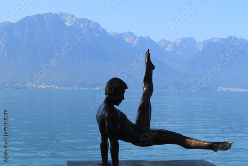 Sculpture of Gymnast by lake Geneva photo