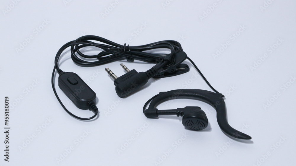 Black portable radio ht or walkie talkie in a white background Black portable radio ht or walkie talkie in a white background