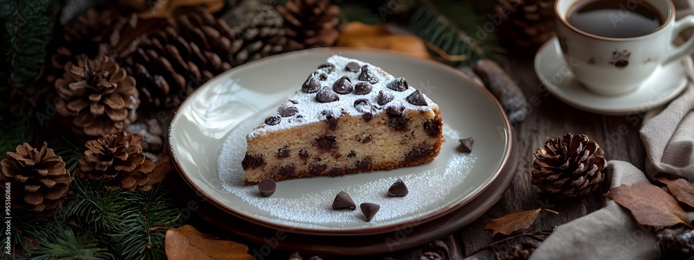 Chocolate cake with cup of cofee Chocolate cake with cup of cofee
