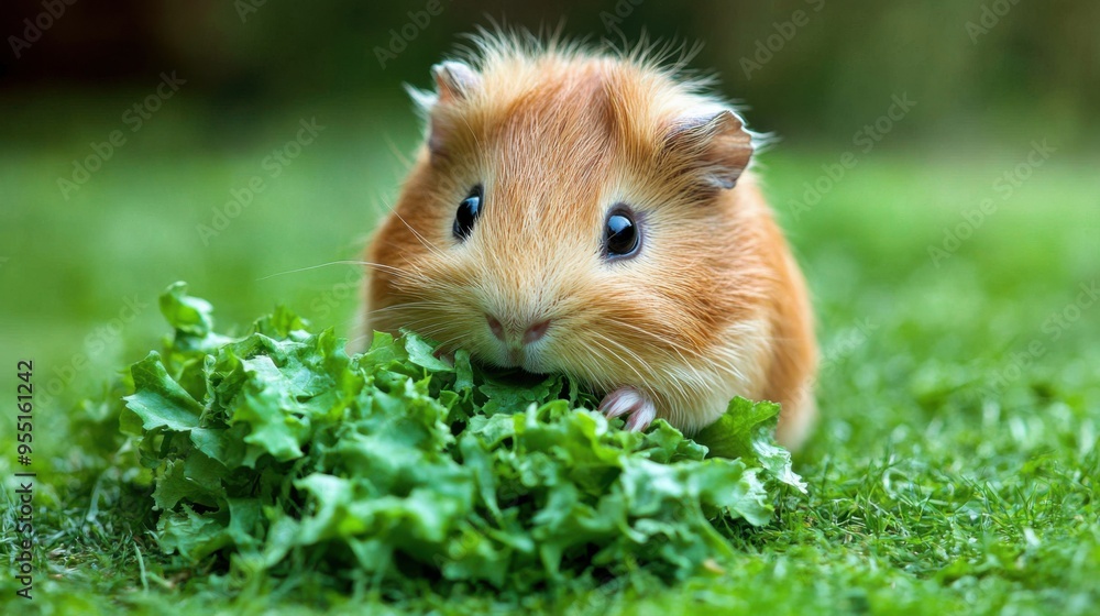 A fluffy guinea pig with a tuft of hair A fluffy guinea pig with a tuft of hair