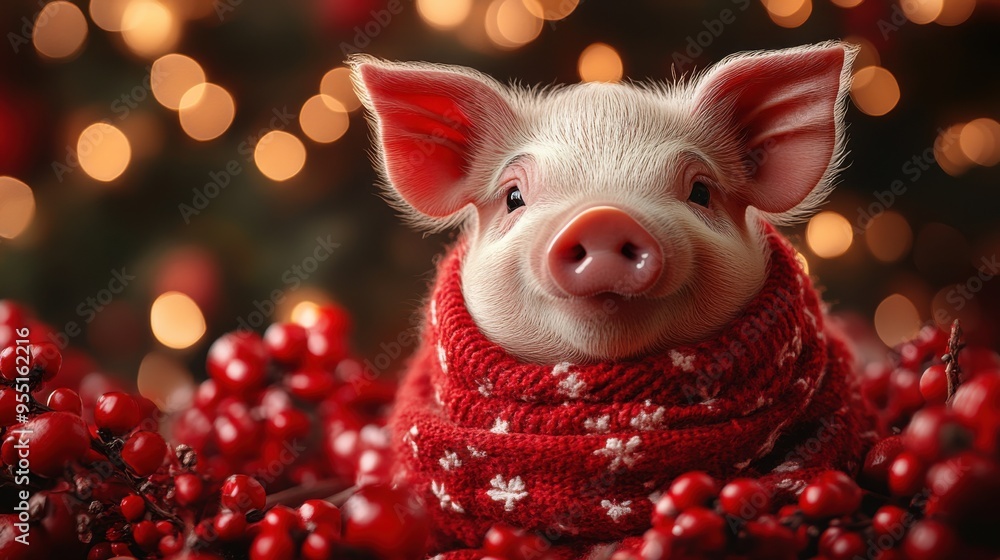 A pig in a festive red envelope A pig in a festive red envelope