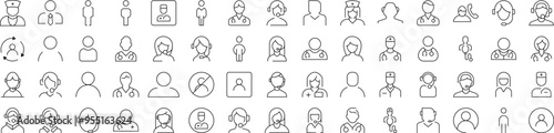 Pack of Worker Related Line Icons. Editable Stroke for Design, Web Sites, Apps, Cards. Contains Linear Images of Doctor, Dispatcher, Office Worker