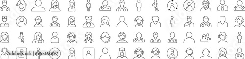 Bundle of Worker Related Line Icons. Editable Stroke for Design, Web Sites, Apps, Cards. Contains Linear Images of Doctor, Dispatcher, Office Worker