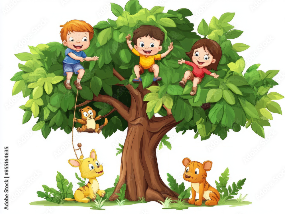 Naklejka premium kids climbing trees